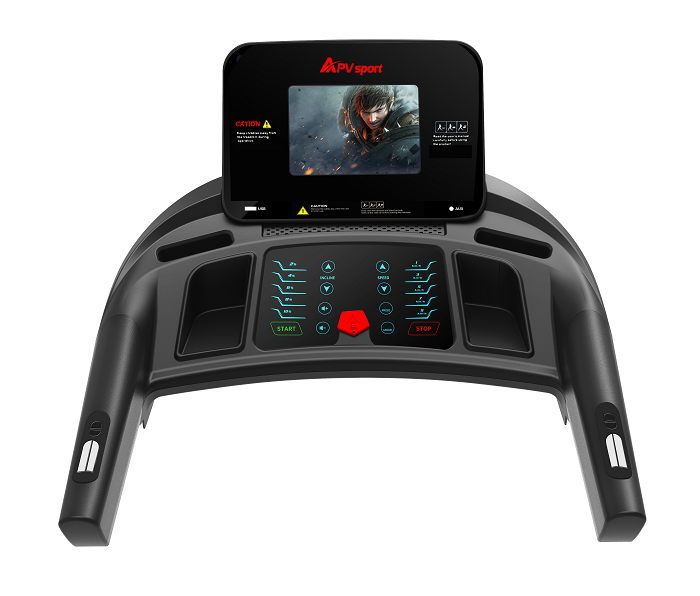 APVsport Bieżnia elektryczna do biegania i chodzenia APV6000, ekran TFT ANDROID 10.1 cala, dodatkowe wyposażenie GRATIS! - masażer, hantle, brzuszki, mata, pas biegowy 135x48cm