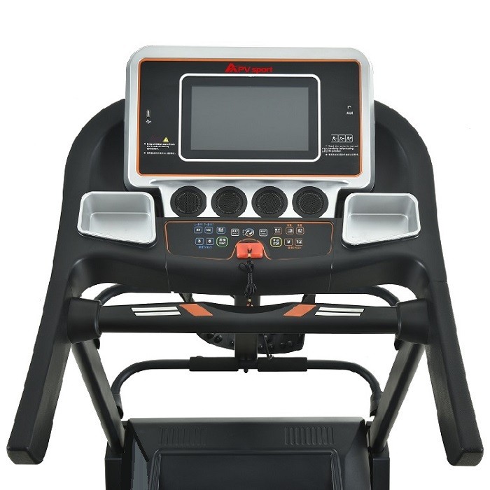 APVsport Bieżnia elektryczna do biegania i chodzenia APV600, ekran LCD, dodatkowe wyposażenie masażer, hantle, brzuszki, mata, pas biegowy 125x38cm